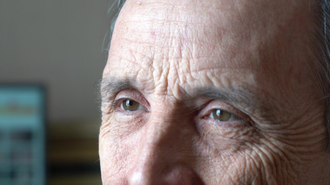 Eyes of an elderly man close-up.
